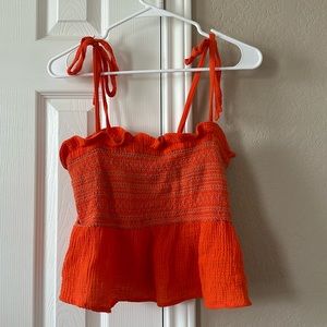 Free People Smocked Crop Peplum Top